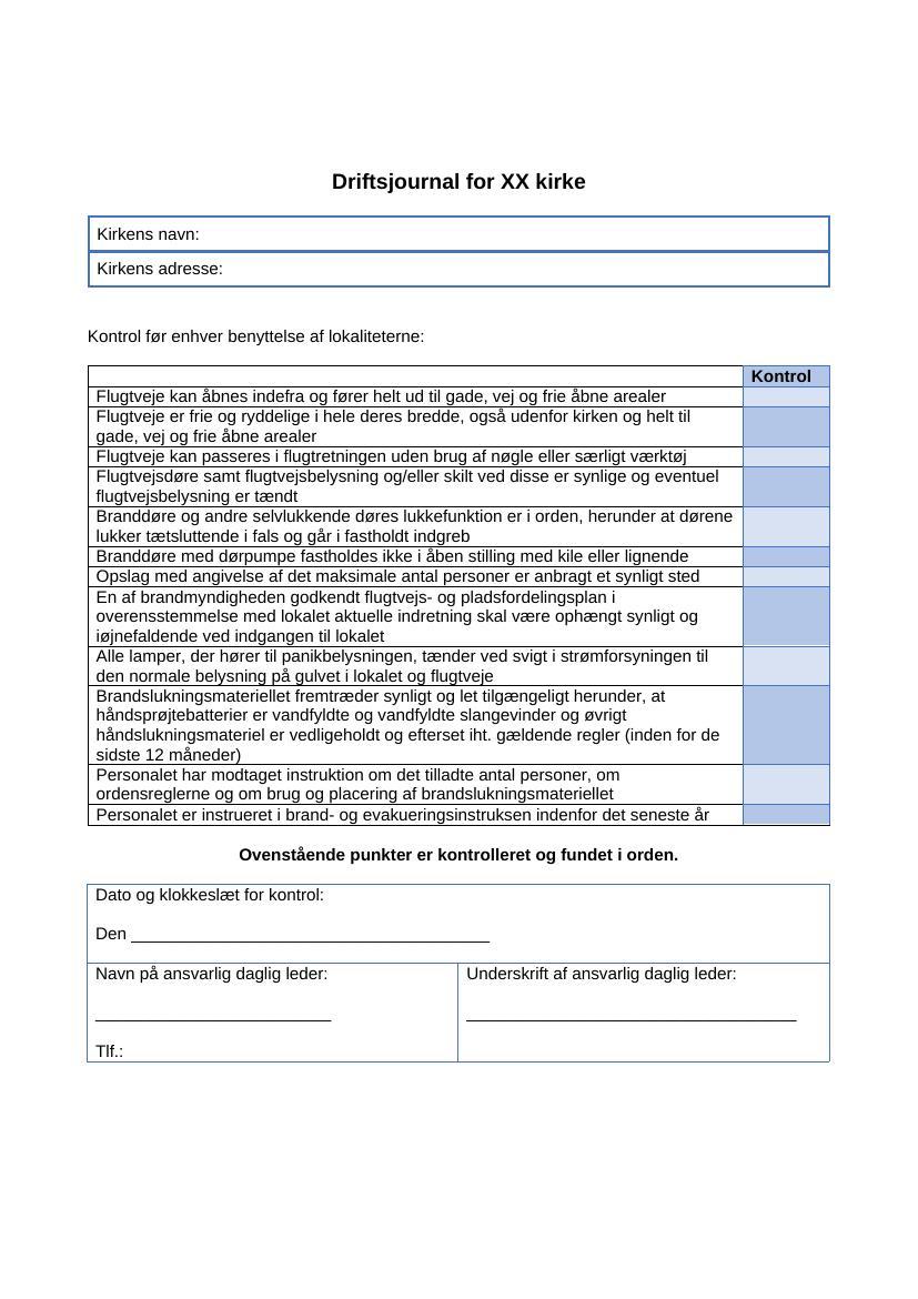 Skabelon til driftsjournal