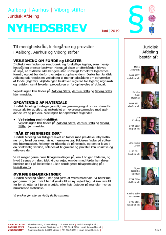 Nyhedsbrev juni 2019